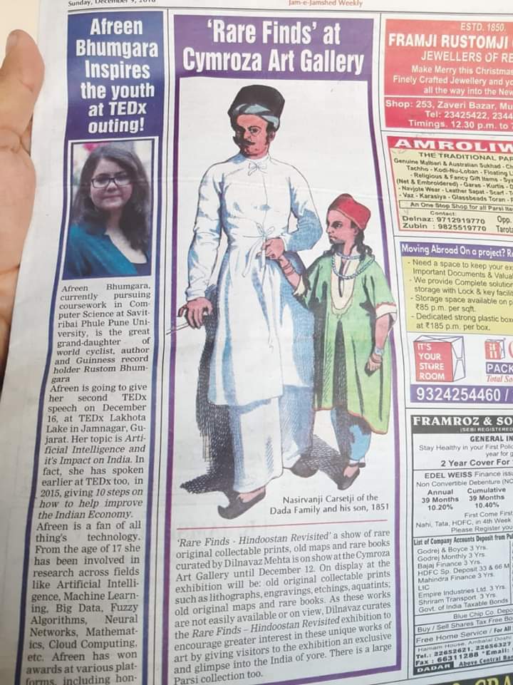 Newspaper feature on Afreen Bhumgara's TEDx talk
