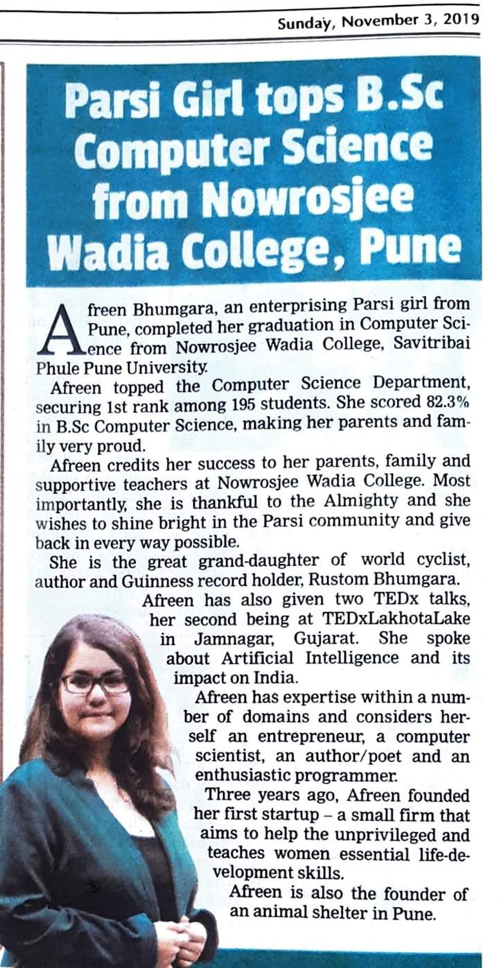 Afreen Bhumgara TEDx MITP talk -- youngest TEDx speaker